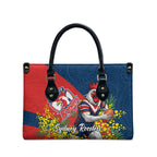 Sydney Roosters Leather Bag Golden Wattle Floral Polynesian - Australian Flower - Rugby Mascot
