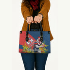 Sydney Roosters Leather Bag Golden Wattle Floral Polynesian - Australian Flower - Rugby Mascot