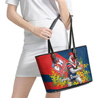 Sydney Roosters Leather Tote Bag Golden Wattle Floral Polynesian - Australian Flower - Rugby Mascot