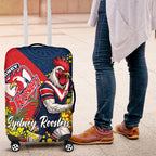 Sydney Roosters Luggage Cover Golden Wattle Floral Polynesian - Australian Flower - Rugby Mascot
