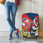 Sydney Roosters Luggage Cover Golden Wattle Floral Polynesian - Australian Flower - Rugby Mascot
