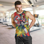 Sydney Roosters Men Tank Top Golden Wattle Floral Polynesian - Australian Flower - Rugby Mascot