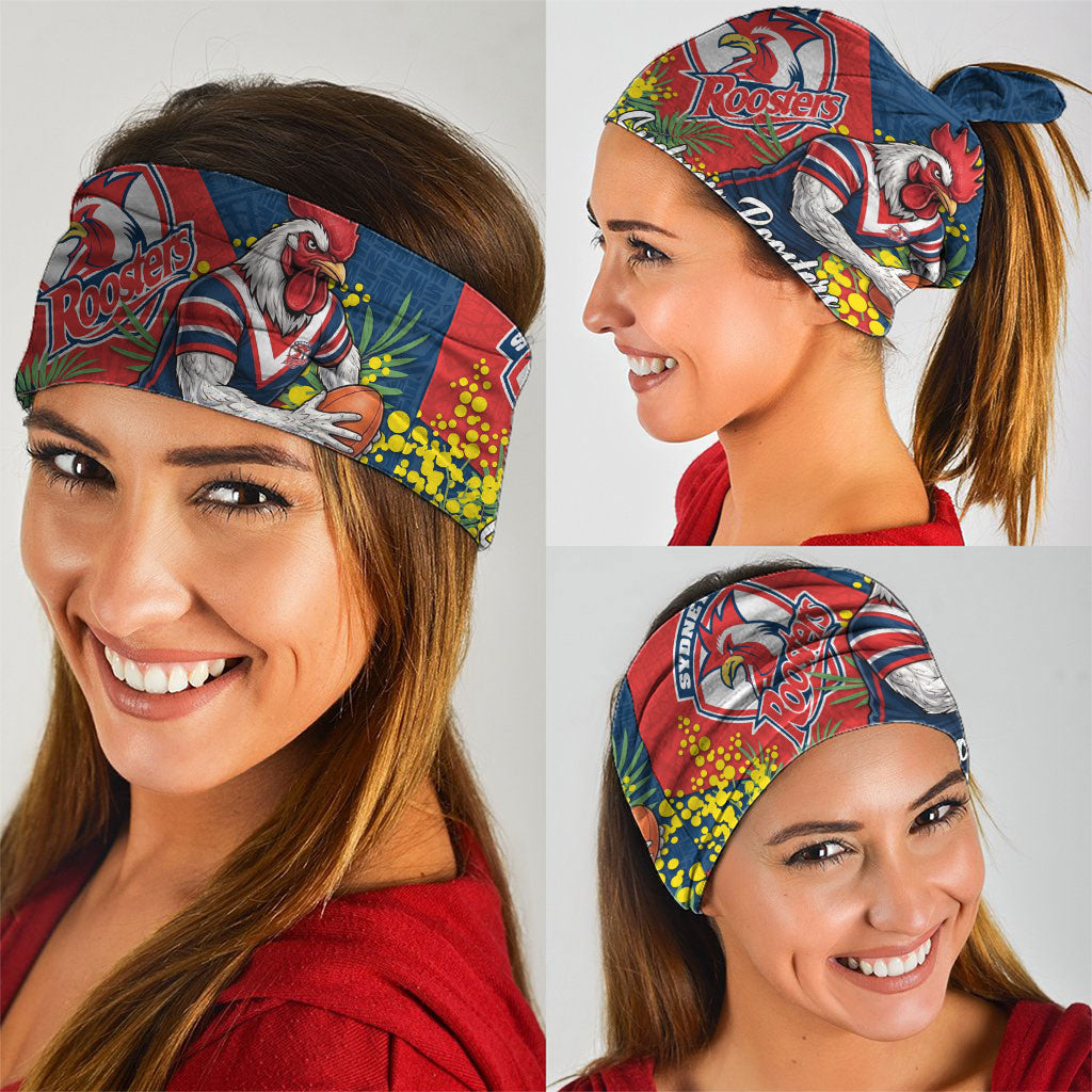 Sydney Roosters Neck Gaiter Golden Wattle Floral Polynesian - Australian Flower - Rugby Mascot