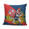 Sydney Roosters Pillow Cover Golden Wattle Floral Polynesian - Australian Flower - Rugby Mascot