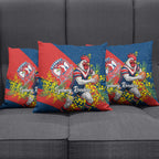 Sydney Roosters Pillow Cover Golden Wattle Floral Polynesian - Australian Flower - Rugby Mascot