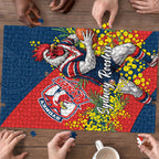 Sydney Roosters Puzzle Golden Wattle Floral Polynesian - Australian Flower - Rugby Mascot