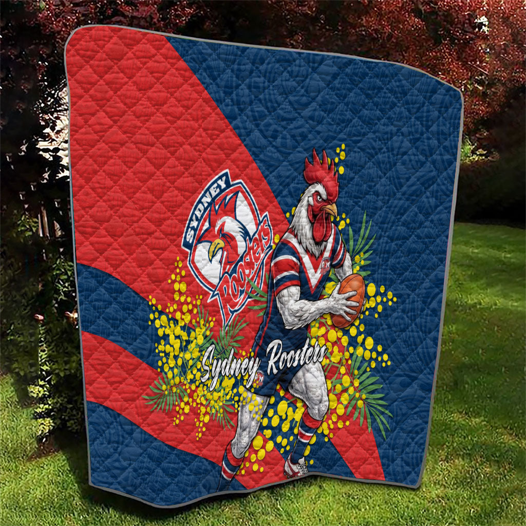 Sydney Roosters Quilt Golden Wattle Floral Polynesian - Australian Flower - Rugby Mascot