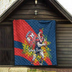 Sydney Roosters Quilt Golden Wattle Floral Polynesian - Australian Flower - Rugby Mascot