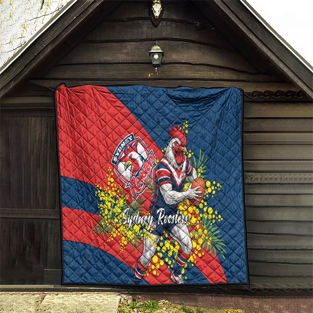 Sydney Roosters Quilt Golden Wattle Floral Polynesian - Australian Flower - Rugby Mascot
