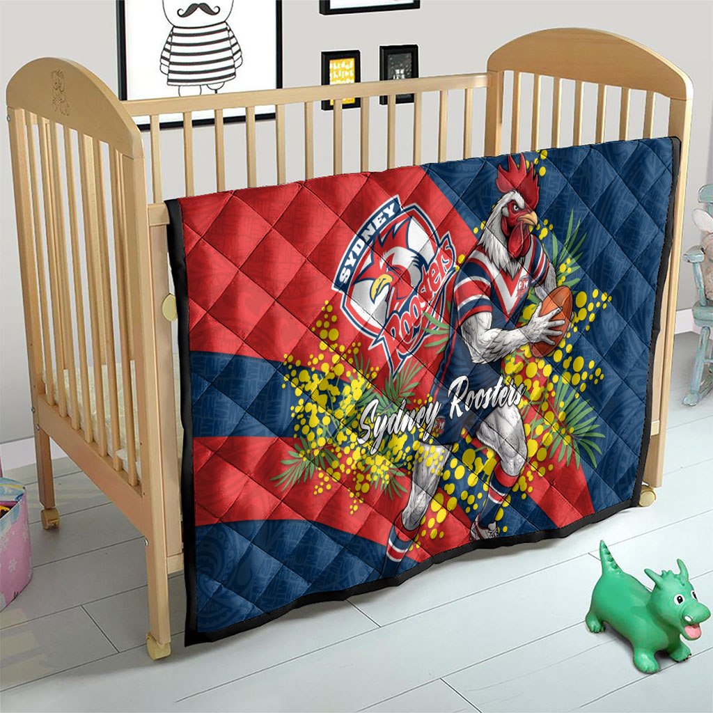 Sydney Roosters Quilt Golden Wattle Floral Polynesian - Australian Flower - Rugby Mascot