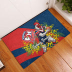 Sydney Roosters Rubber Doormat Golden Wattle Floral Polynesian - Australian Flower - Rugby Mascot