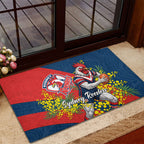 Sydney Roosters Rubber Doormat Golden Wattle Floral Polynesian - Australian Flower - Rugby Mascot