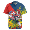 Sydney Roosters Rugby Jersey Golden Wattle Floral Polynesian - Australian Flower - Rugby Mascot