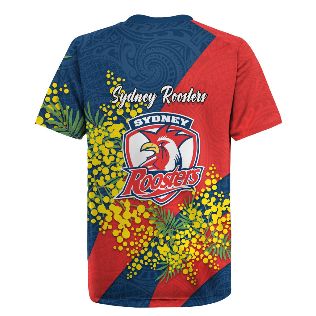 Sydney Roosters Rugby Jersey Golden Wattle Floral Polynesian - Australian Flower - Rugby Mascot
