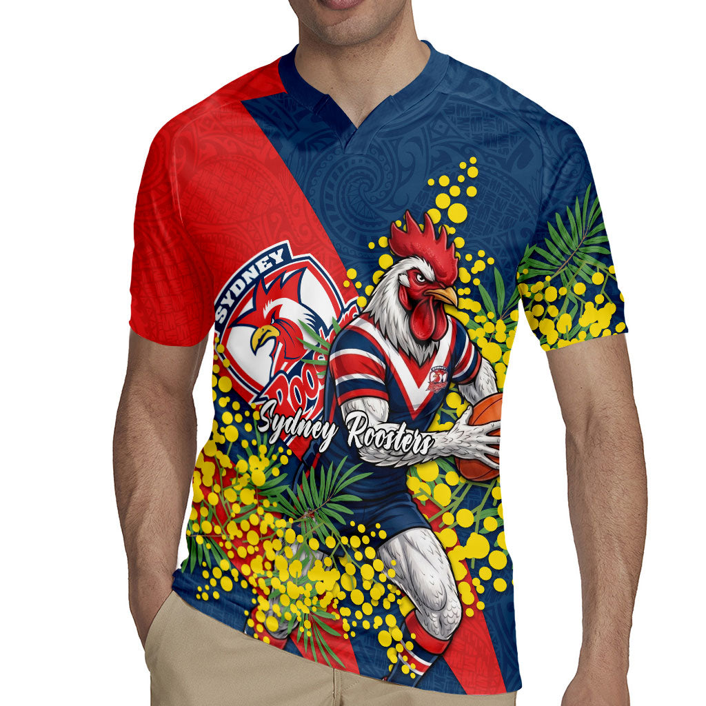 Sydney Roosters Rugby Jersey Golden Wattle Floral Polynesian - Australian Flower - Rugby Mascot