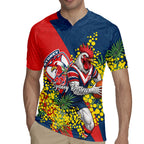 Sydney Roosters Rugby Jersey Golden Wattle Floral Polynesian - Australian Flower - Rugby Mascot