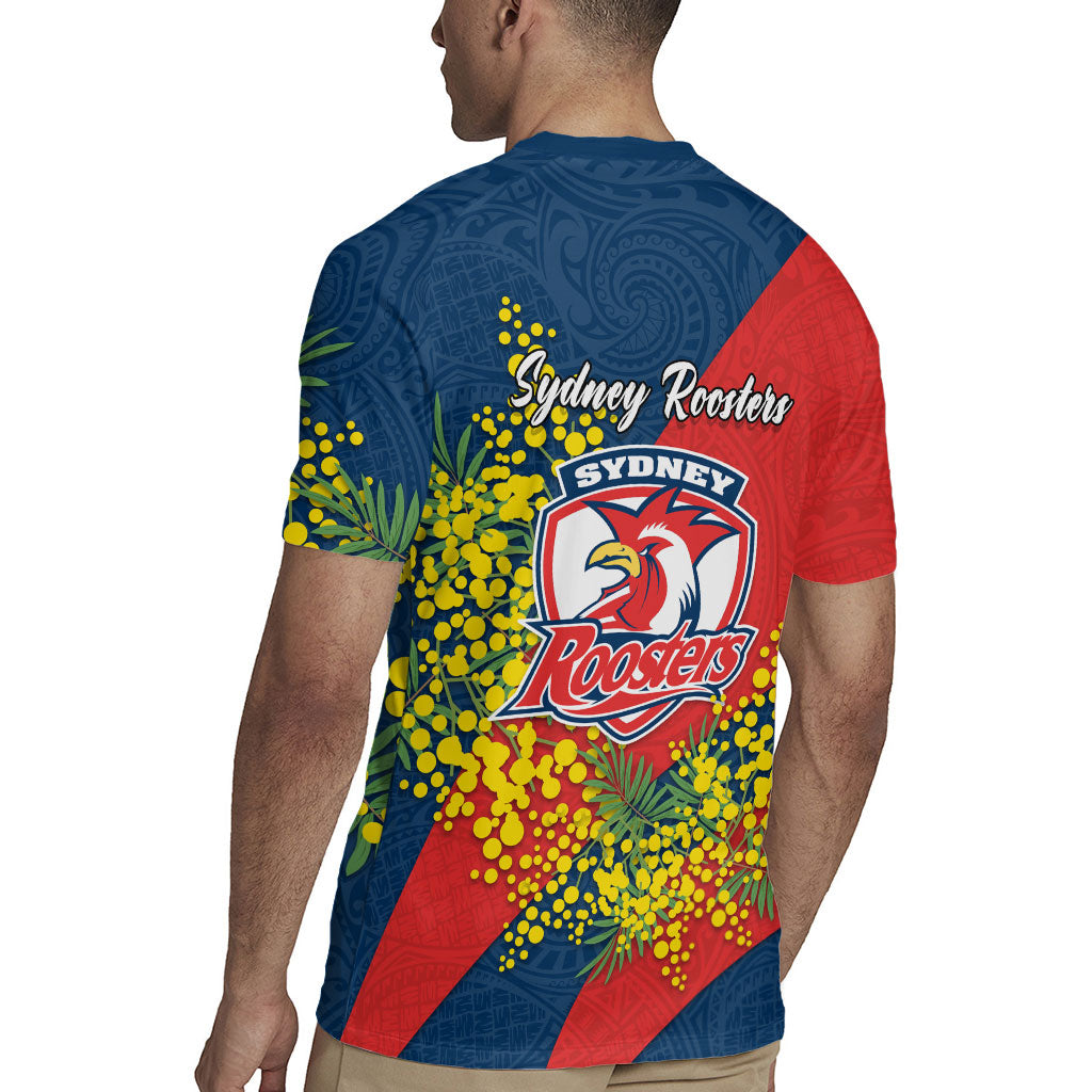 Sydney Roosters Rugby Jersey Golden Wattle Floral Polynesian - Australian Flower - Rugby Mascot