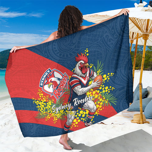 Sydney Roosters Sarong Golden Wattle Floral Polynesian - Australian Flower - Rugby Mascot