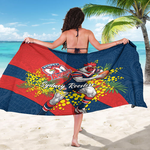 Sydney Roosters Sarong Golden Wattle Floral Polynesian - Australian Flower - Rugby Mascot