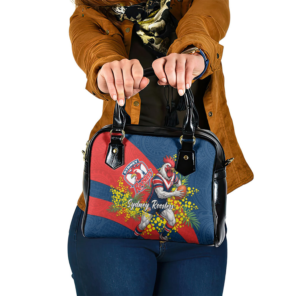 Sydney Roosters Shoulder Handbag Golden Wattle Floral Polynesian - Australian Flower - Rugby Mascot