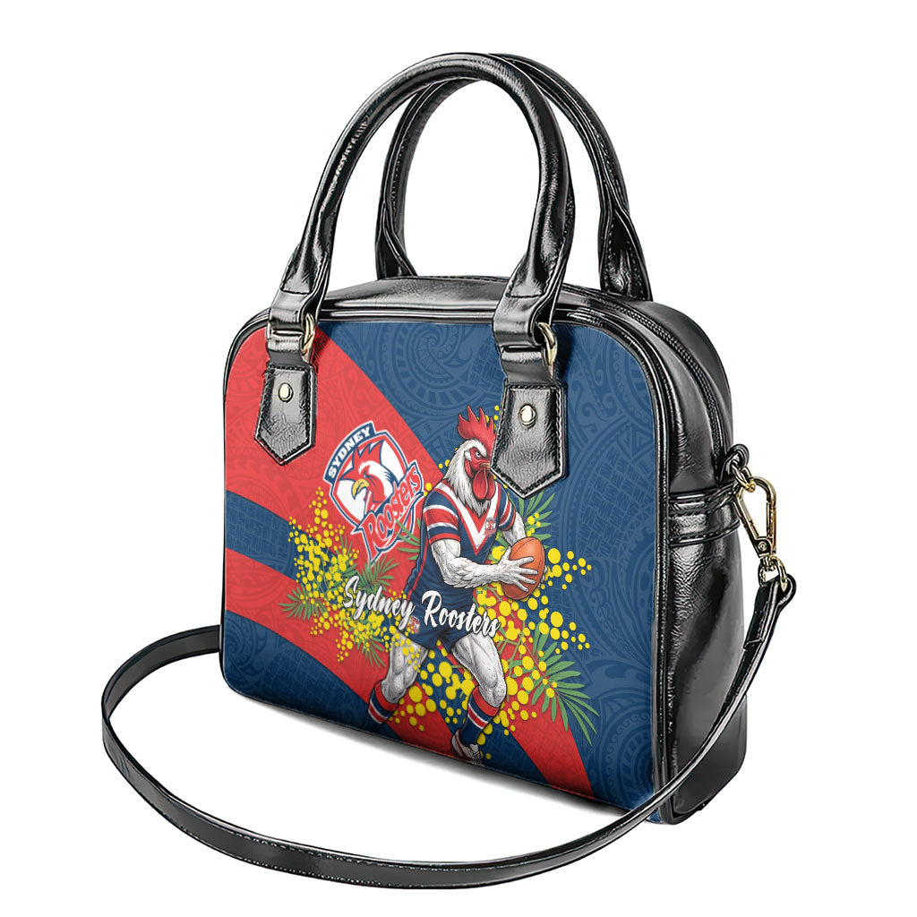 Sydney Roosters Shoulder Handbag Golden Wattle Floral Polynesian - Australian Flower - Rugby Mascot