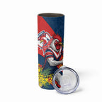 Sydney Roosters Skinny Tumbler Golden Wattle Floral Polynesian - Australian Flower - Rugby Mascot