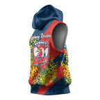 Sydney Roosters Sleeveless Hoodie Golden Wattle Floral Polynesian - Australian Flower - Rugby Mascot