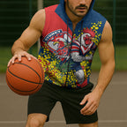 Sydney Roosters Sleeveless Zip Hoodie Golden Wattle Floral Polynesian - Australian Flower - Rugby Mascot