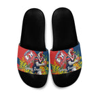 Sydney Roosters Slide Sandals Golden Wattle Floral Polynesian - Australian Flower - Rugby Mascot
