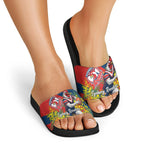 Sydney Roosters Slide Sandals Golden Wattle Floral Polynesian - Australian Flower - Rugby Mascot