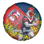 Sydney Roosters Spare Tire Cover Golden Wattle Floral Polynesian - Australian Flower - Rugby Mascot