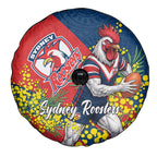 Sydney Roosters Spare Tire Cover Golden Wattle Floral Polynesian - Australian Flower - Rugby Mascot