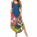 Sydney Roosters Summer Maxi Dress Golden Wattle Floral Polynesian - Australian Flower - Rugby Mascot