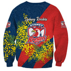 Sydney Roosters Sweatshirt Golden Wattle Floral Polynesian - Australian Flower - Rugby Mascot