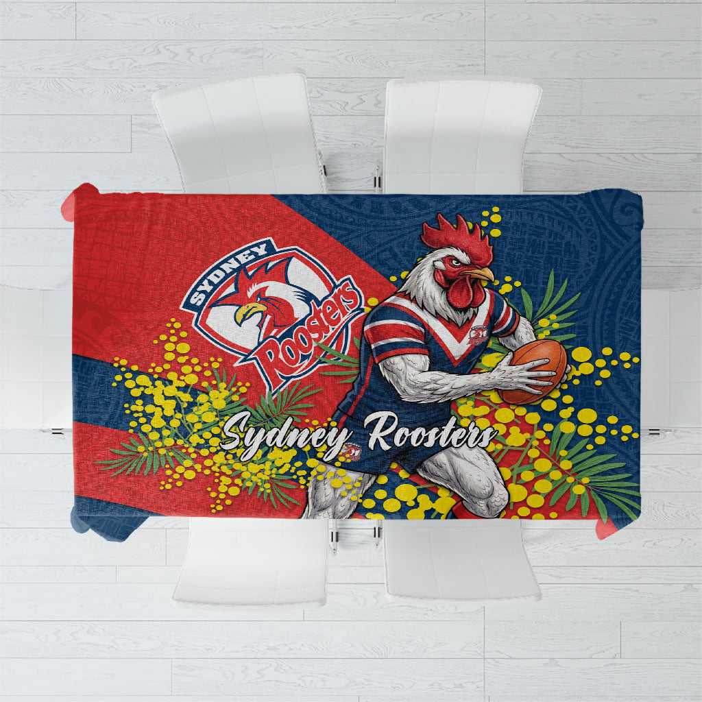Sydney Roosters Tablecloth Golden Wattle Floral Polynesian - Australian Flower - Rugby Mascot