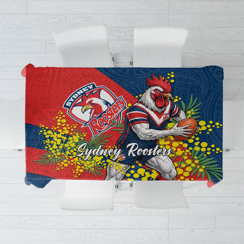 Sydney Roosters Tablecloth Golden Wattle Floral Polynesian - Australian Flower - Rugby Mascot