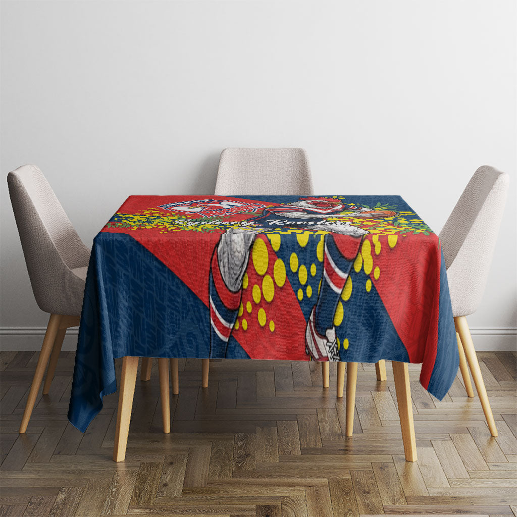 Sydney Roosters Tablecloth Golden Wattle Floral Polynesian - Australian Flower - Rugby Mascot