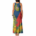 Sydney Roosters Tank Maxi Dress Golden Wattle Floral Polynesian - Australian Flower - Rugby Mascot