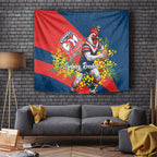 Sydney Roosters Tapestry Golden Wattle Floral Polynesian - Australian Flower - Rugby Mascot