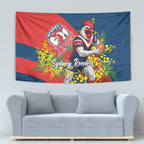 Sydney Roosters Tapestry Golden Wattle Floral Polynesian - Australian Flower - Rugby Mascot