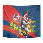 Sydney Roosters Tapestry Golden Wattle Floral Polynesian - Australian Flower - Rugby Mascot