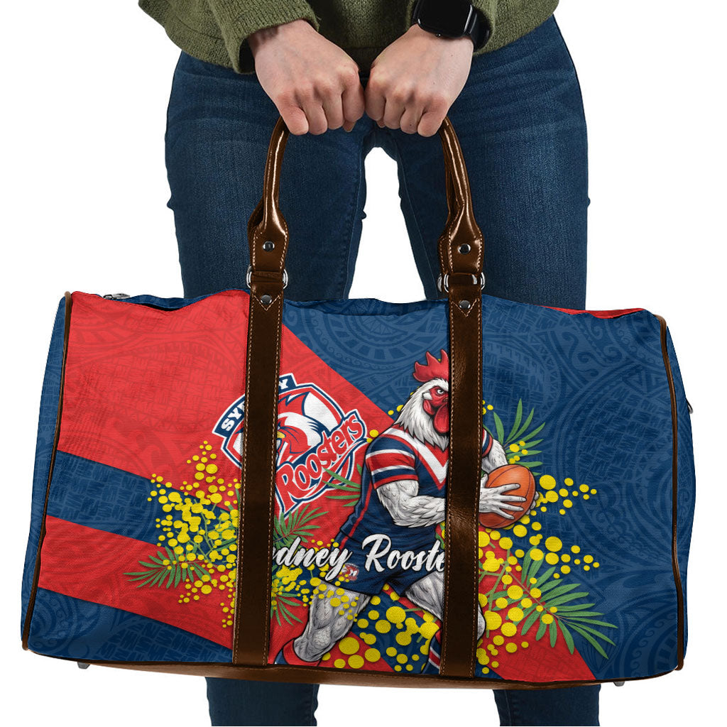 Sydney Roosters Travel Bag Golden Wattle Floral Polynesian - Australian Flower - Rugby Mascot