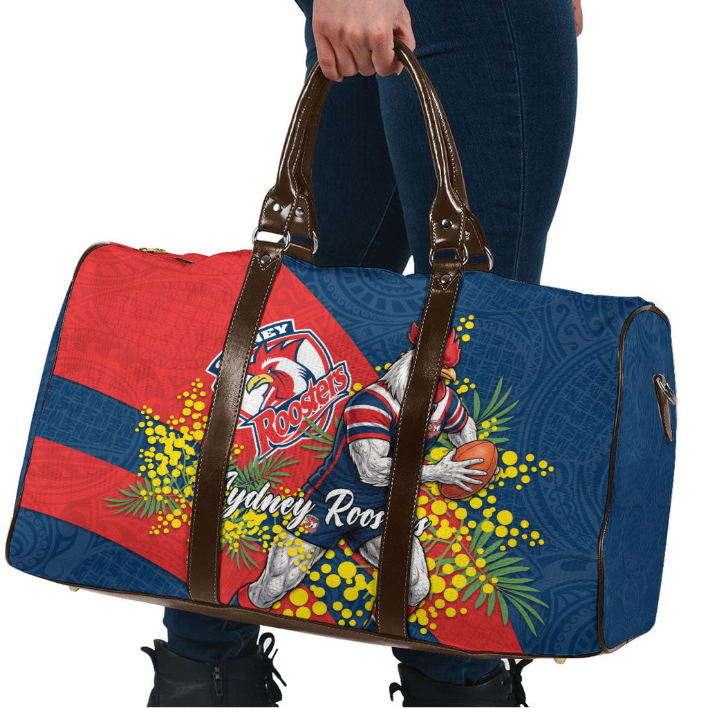 Sydney Roosters Travel Bag Golden Wattle Floral Polynesian - Australian Flower - Rugby Mascot