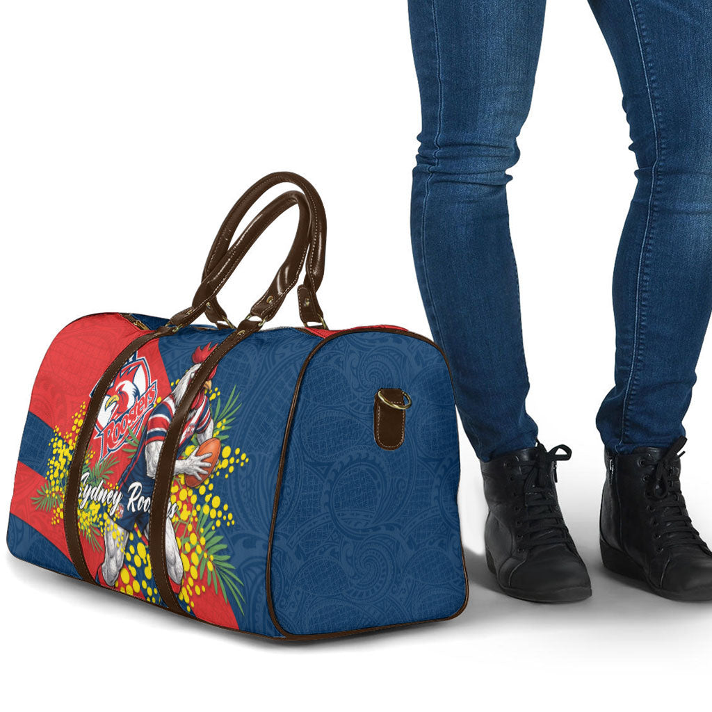 Sydney Roosters Travel Bag Golden Wattle Floral Polynesian - Australian Flower - Rugby Mascot