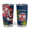 Sydney Roosters Tumbler Cup Golden Wattle Floral Polynesian - Australian Flower - Rugby Mascot