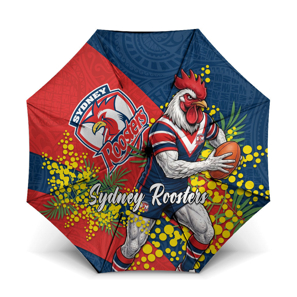 Sydney Roosters Umbrella Golden Wattle Floral Polynesian - Australian Flower - Rugby Mascot
