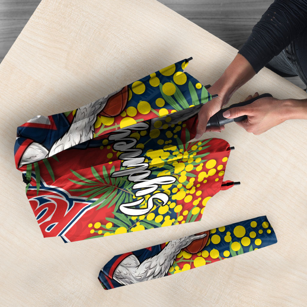 Sydney Roosters Umbrella Golden Wattle Floral Polynesian - Australian Flower - Rugby Mascot