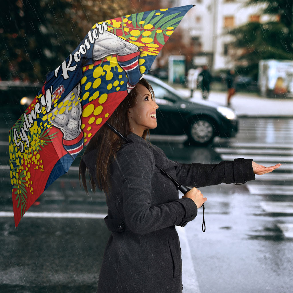 Sydney Roosters Umbrella Golden Wattle Floral Polynesian - Australian Flower - Rugby Mascot