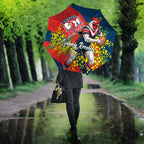 Sydney Roosters Umbrella Golden Wattle Floral Polynesian - Australian Flower - Rugby Mascot