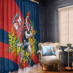 Sydney Roosters Window Curtain Golden Wattle Floral Polynesian - Australian Flower - Rugby Mascot